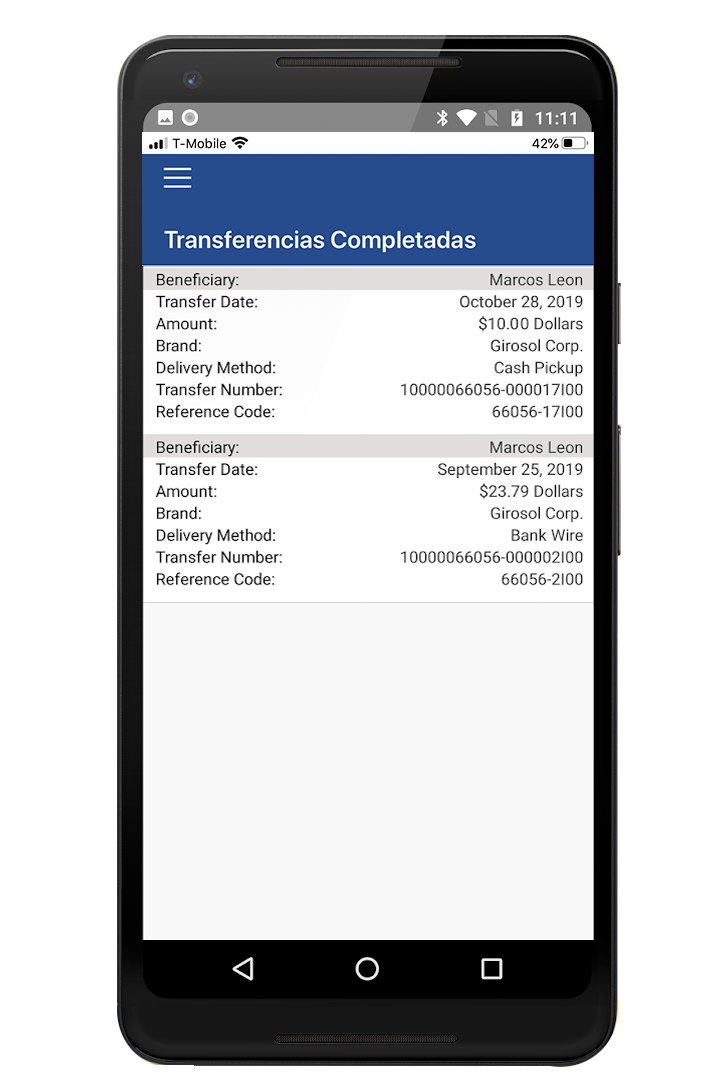 transferencias completadas